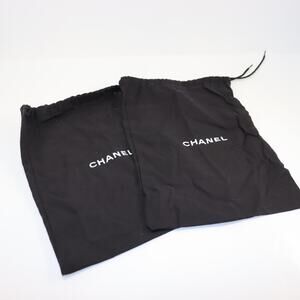 Chanel Black Dust Bag Set 13x8.5 Logo Drawstring Pouches for Shoes